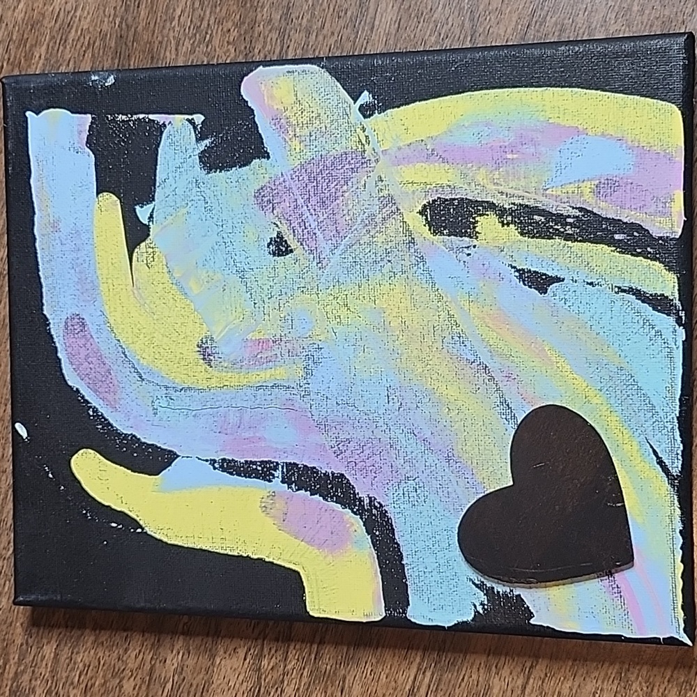 Mixed Media Heart‎ Painting, Acrylic and Wood, 8" x 10"